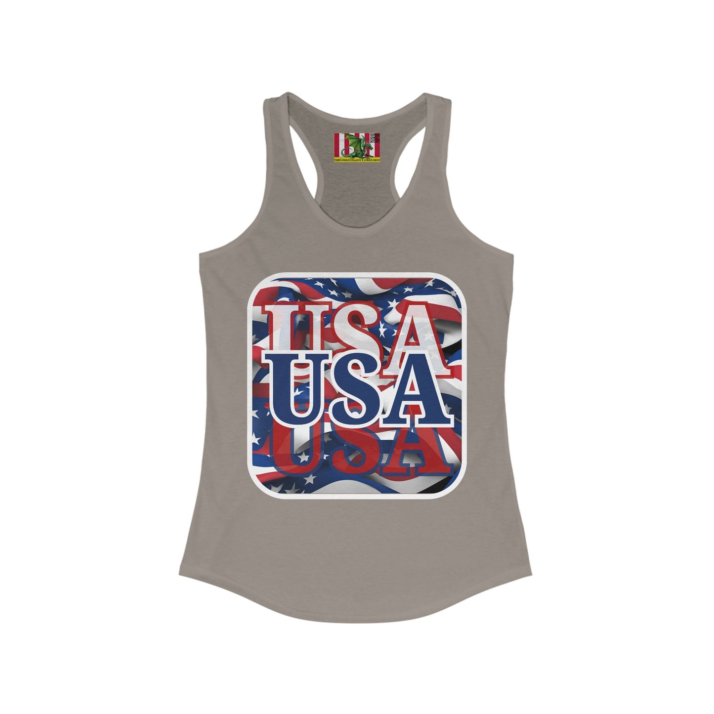 Red White and BLUE USA Patriot Women's Racerback Tank Top by theGreenDragonTavern.shop