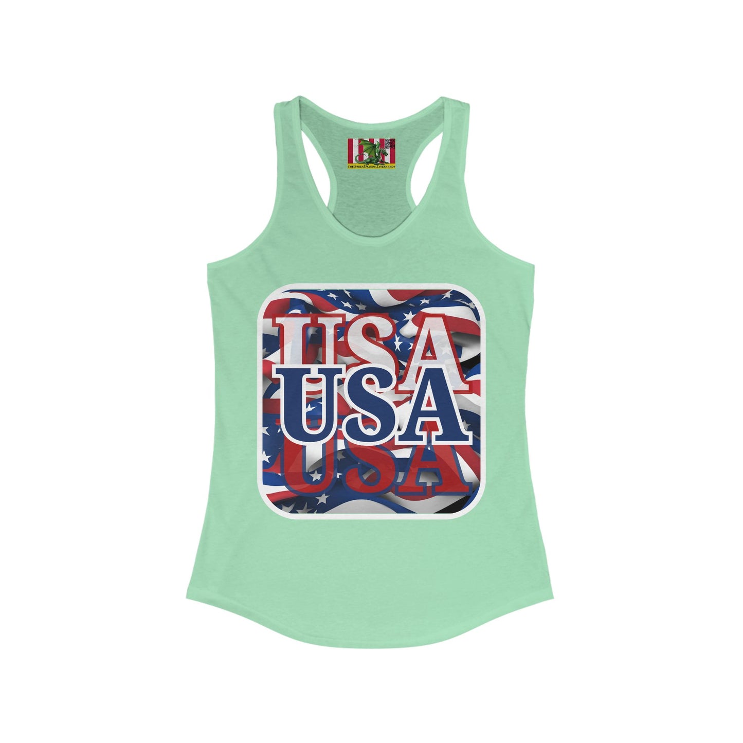 Red White and BLUE USA Patriot Women's Racerback Tank Top by theGreenDragonTavern.shop