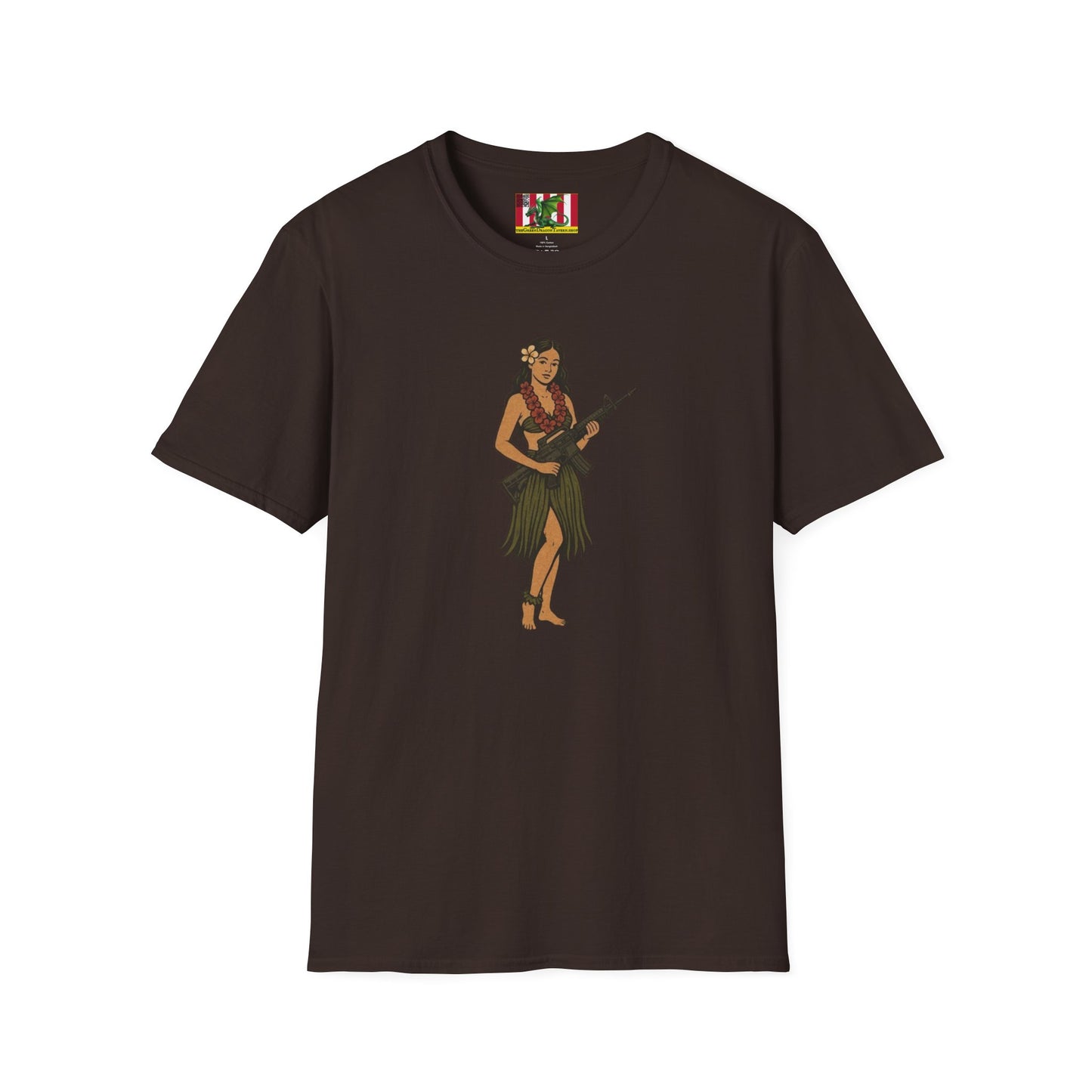 Hula Girl Packin' Heat Dark colors Unisex T-Shirt by theGreenDragonTavern.shop