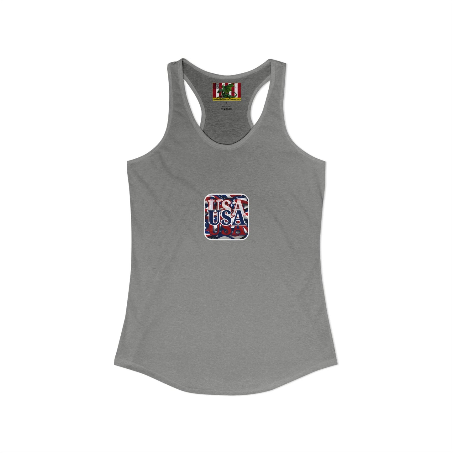 2-sided, Red White and BLUE USA Patriot Women's Racerback Tank Top by theGreenDragonTavern.shop
