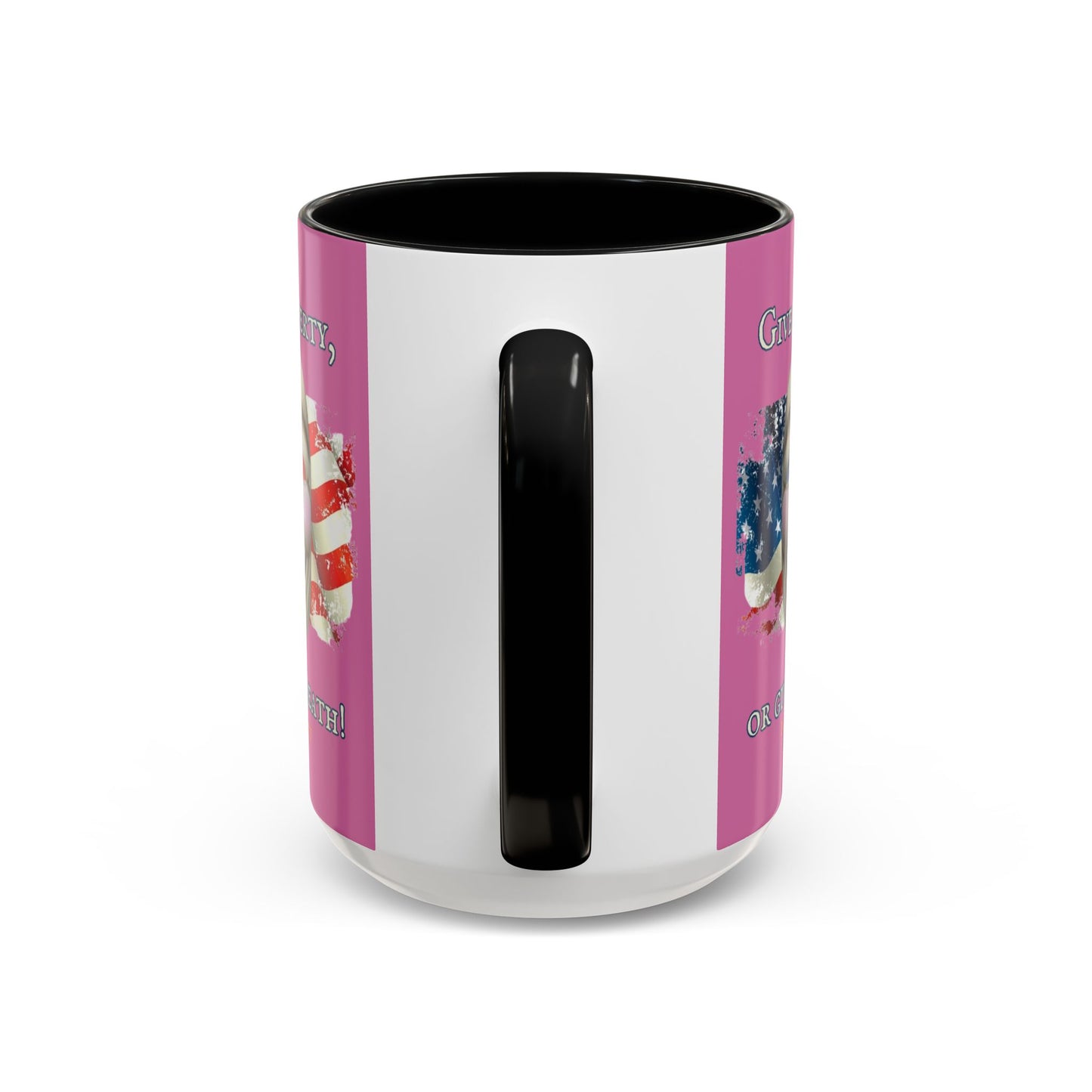 Vendetta, "Give me liberty, or give me death!" Pink Accent Mug by theGreenDragonTavern.shop