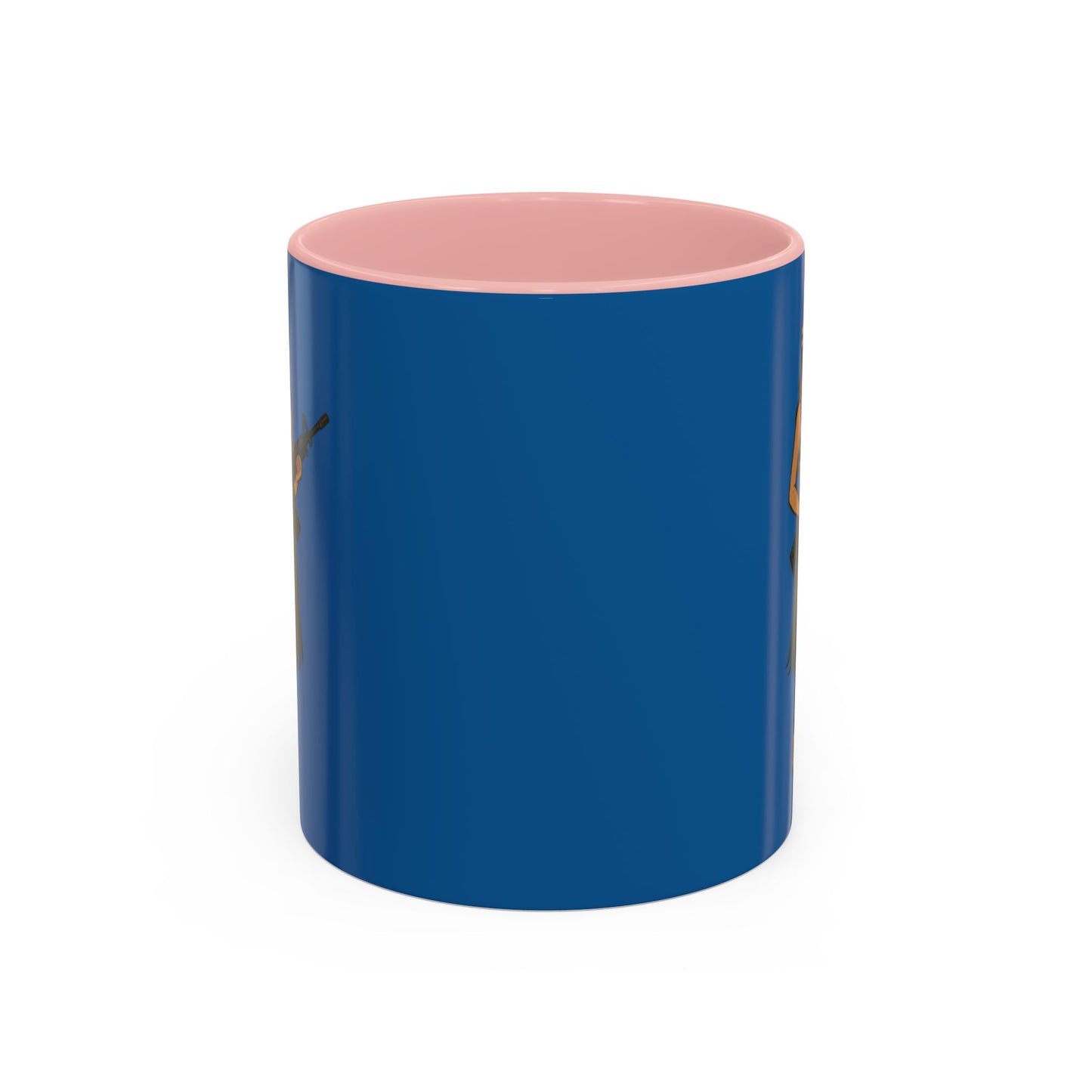 Hula Girl Packin' Heat Dark Blue Accent Mug by theGreenDragonTavern.shop