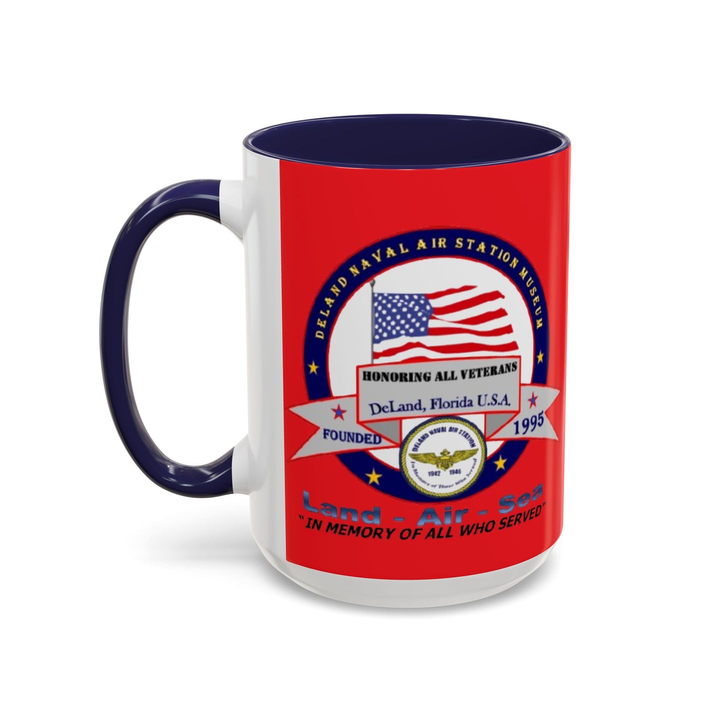 DNASM 2-sided, Founding & Student Art Red Accent Mug by theGreenDragonTavern.shop