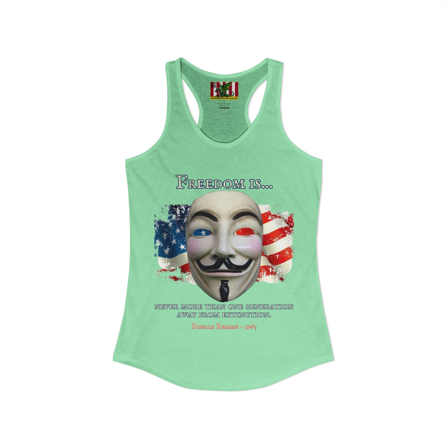 Ronald Reagan Freedom Vendetta Women's Racerback Tank Top by theGreenDragonTavern.shop
