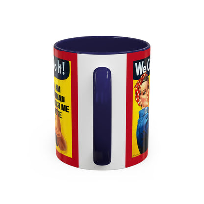 I Am Woman Watch Me Vote Rosie Red Accent Mug by theGreenDragonTavern.shop