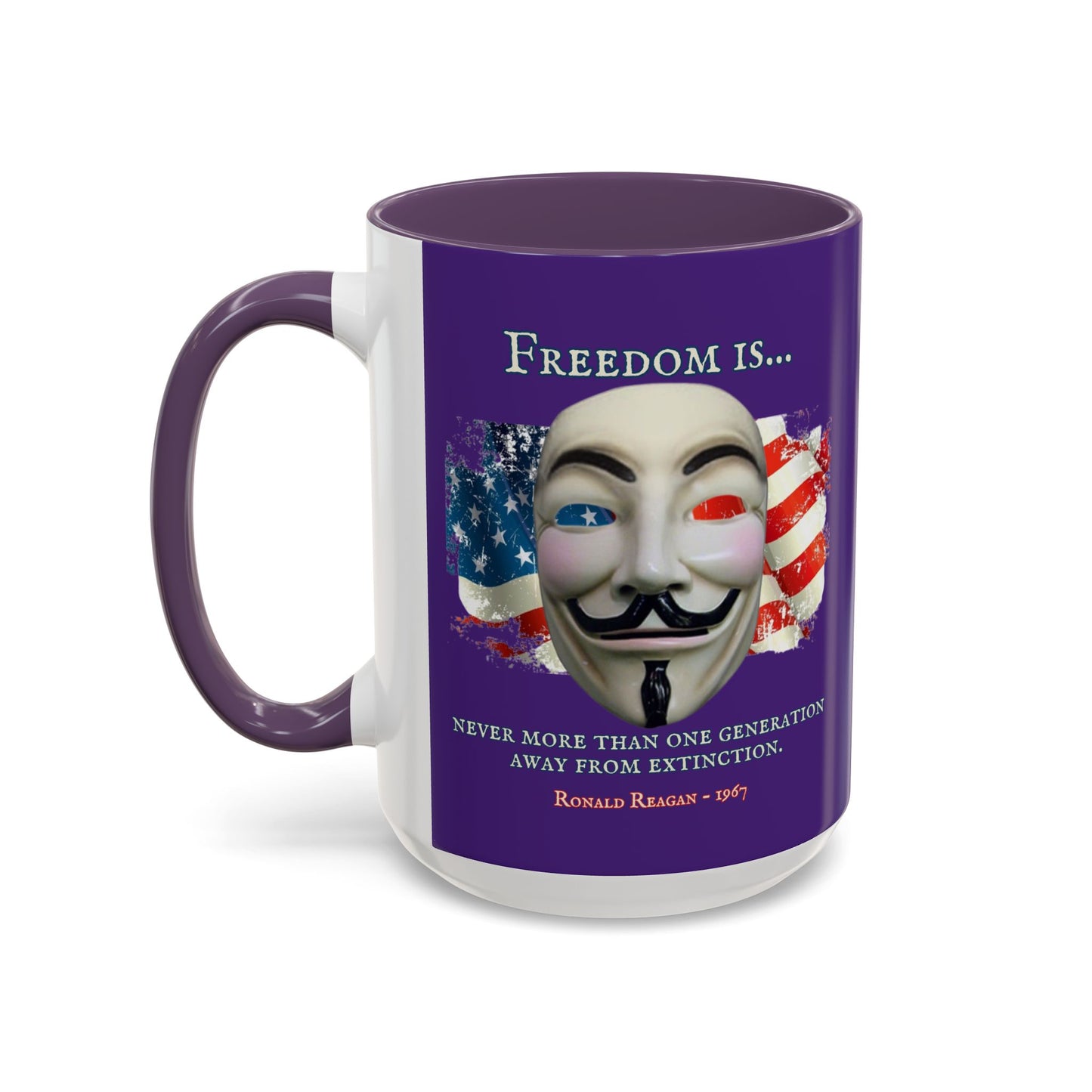 Ronald Reagan Freedom Vendetta Purple Accent Mug by theGreenDragonTavern.shop