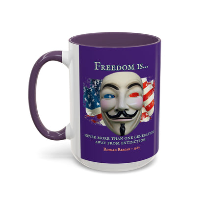 Ronald Reagan Freedom Vendetta Purple Accent Mug by theGreenDragonTavern.shop