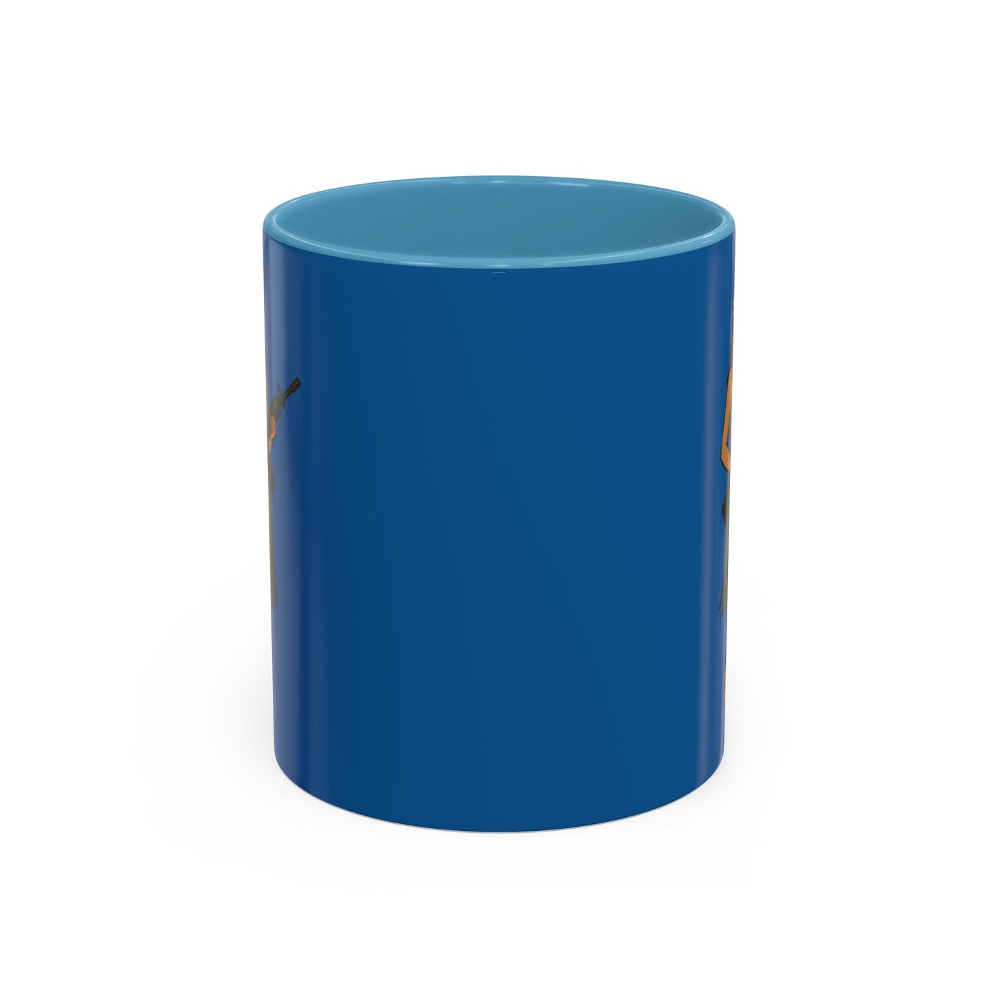 Hula Girl Packin' Heat Dark Blue Accent Mug by theGreenDragonTavern.shop