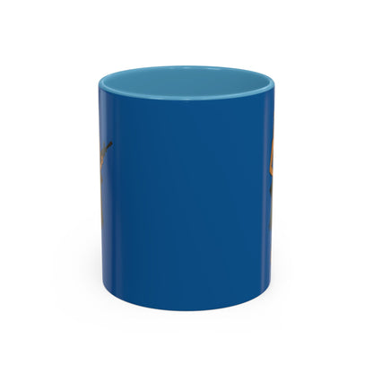Hula Girl Packin' Heat Dark Blue Accent Mug by theGreenDragonTavern.shop