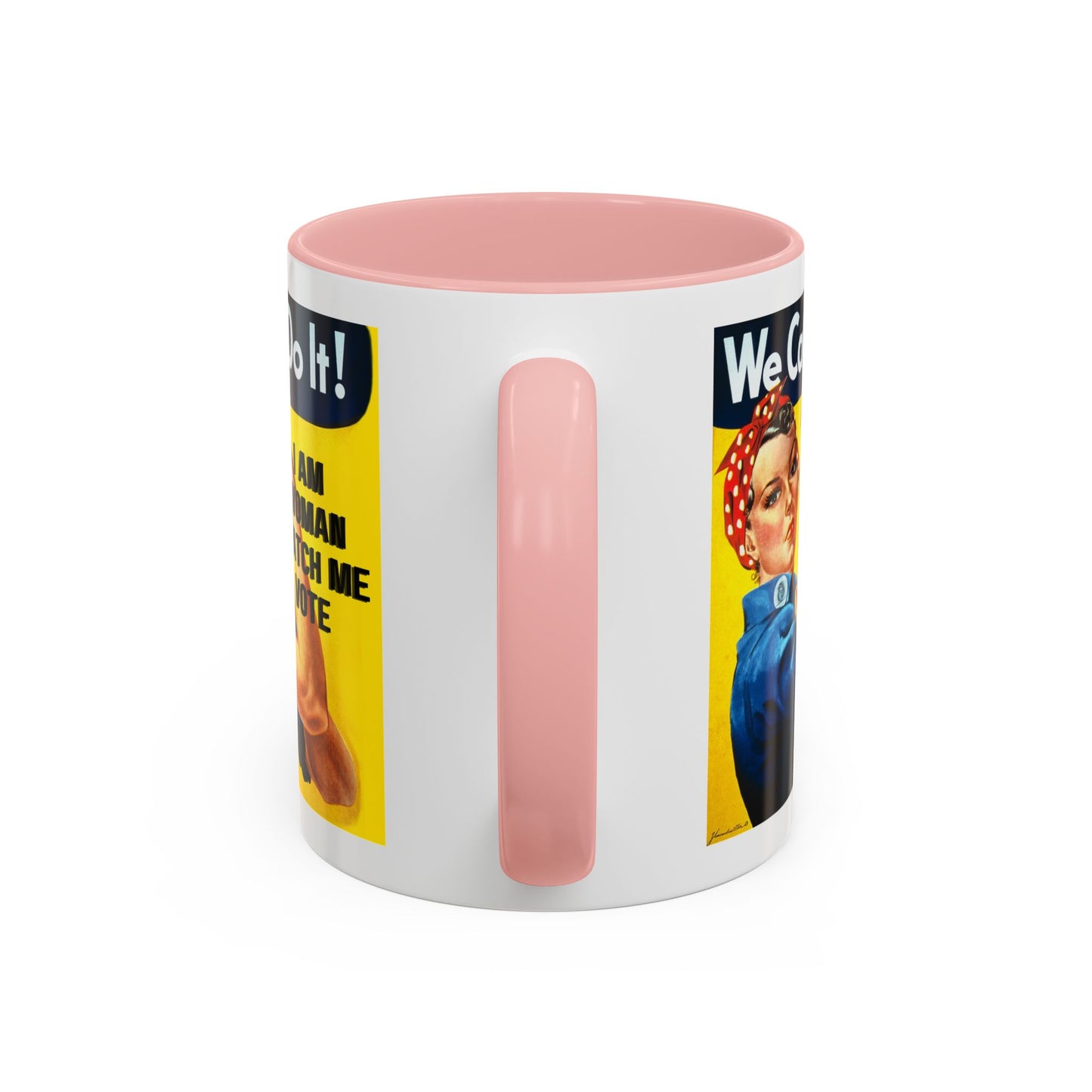 I Am Woman Watch Me Vote Rosie White Accent Mug by theGreenDragonTavern.shop