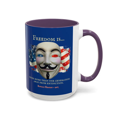 Ronald Reagan Freedom Vendetta Blue Accent Mug by theGreenDragonTavern.shop