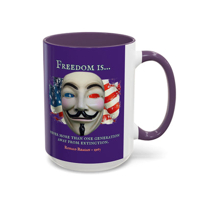 Ronald Reagan Freedom Vendetta Purple Accent Mug by theGreenDragonTavern.shop