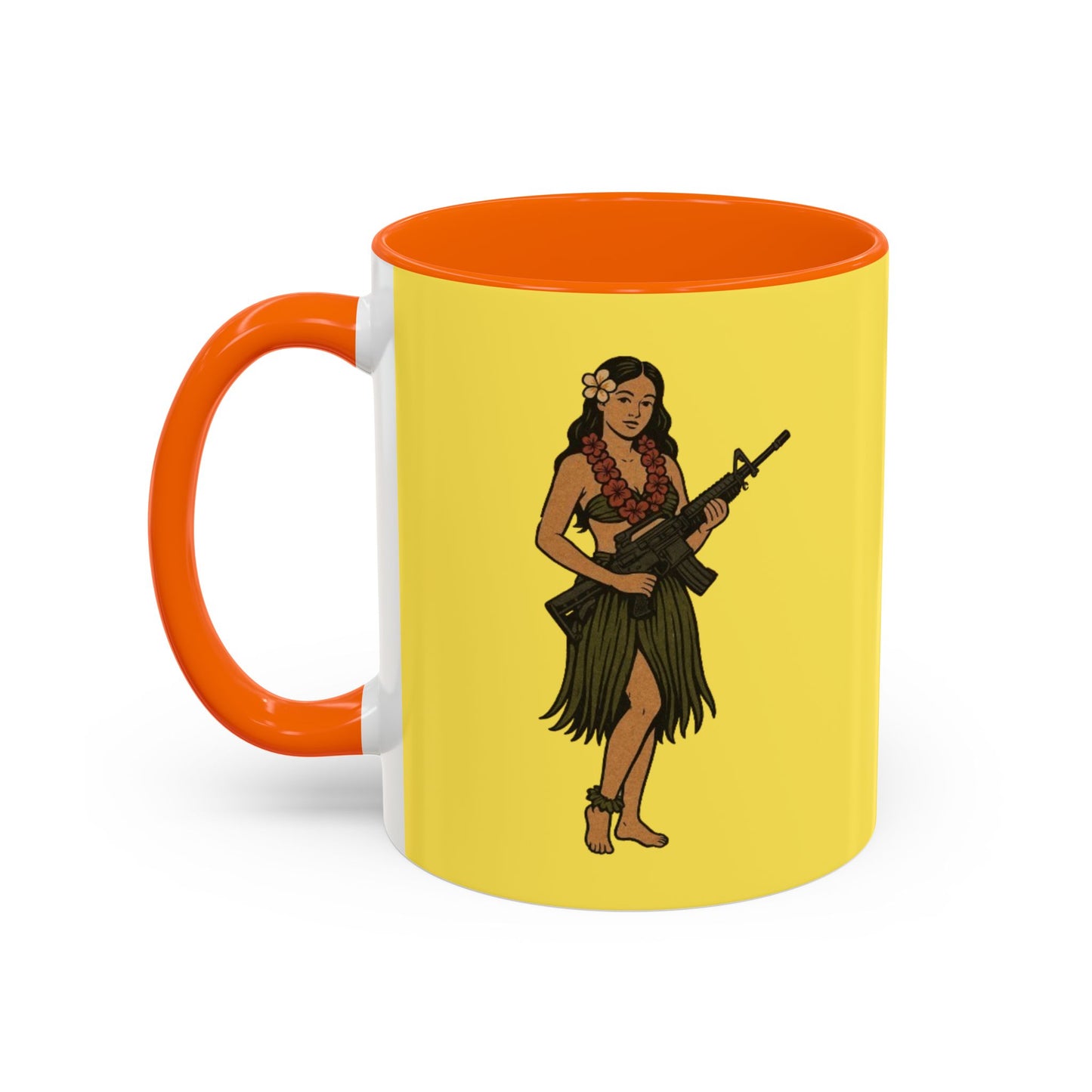 Hula Girl Packin' Heat Pineapple Accent Mug by theGreenDragonTavern.shop