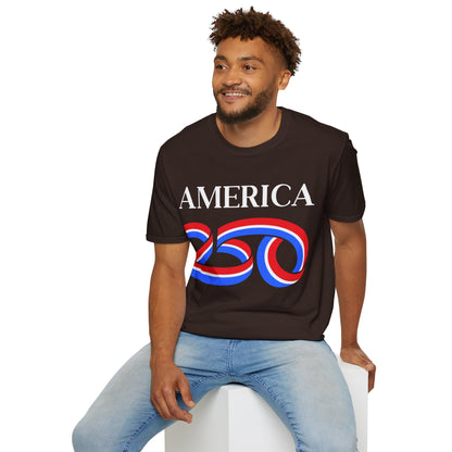 America 250 White font, Dark colors, Unisex T-Shirt by theGreenDragonTavern.shop