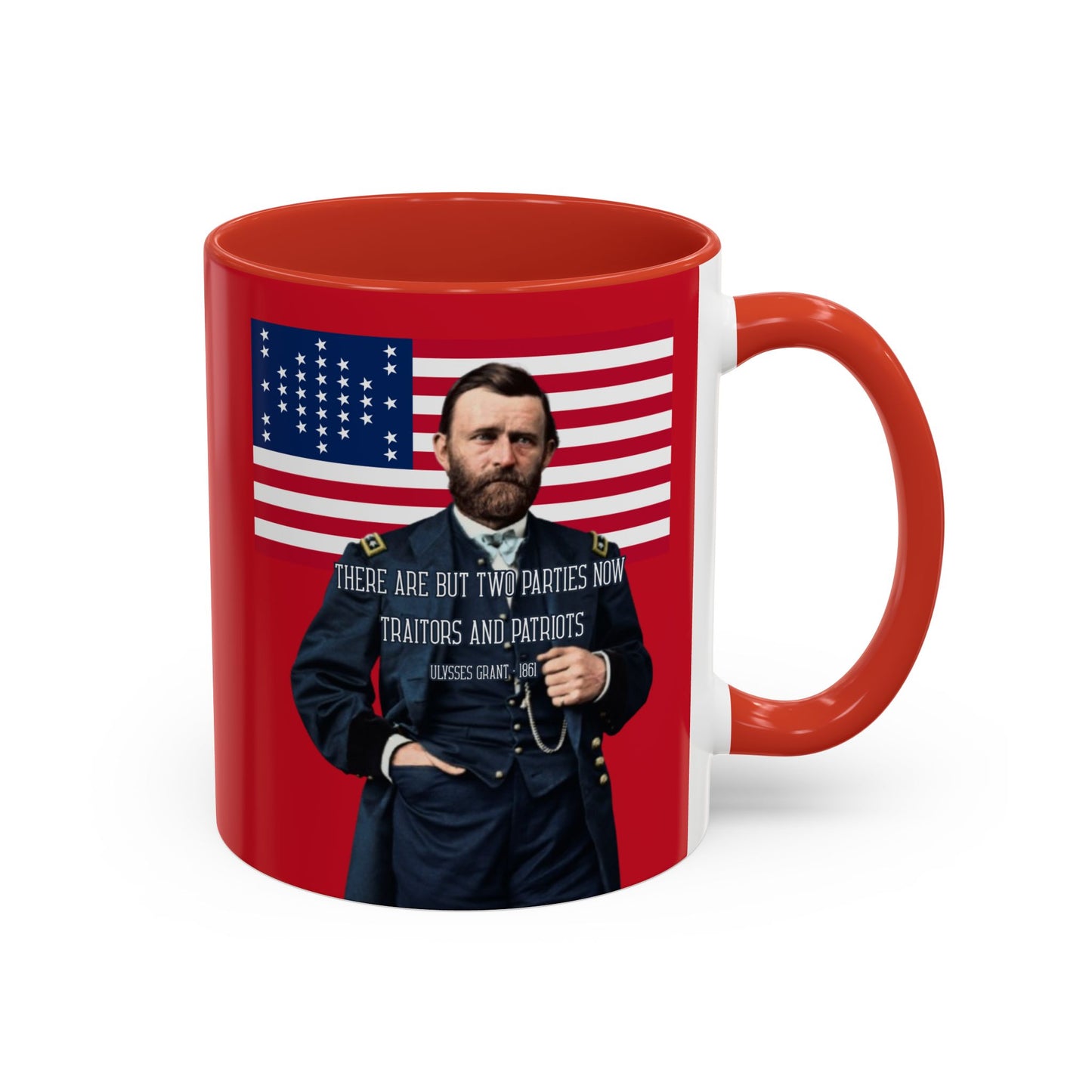 "Traitors and Patriots" Ulysses Grant Red Accent Mug by theGreenDragonTavern.shop