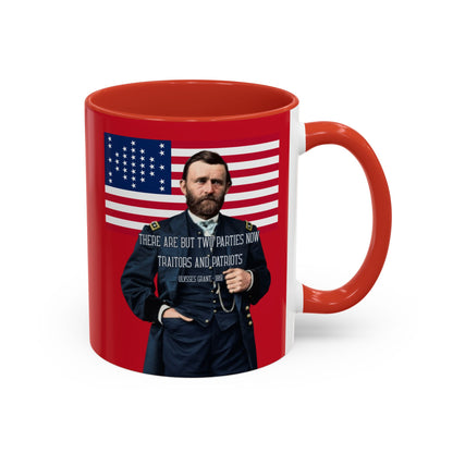 "Traitors and Patriots" Ulysses Grant Red Accent Mug by theGreenDragonTavern.shop