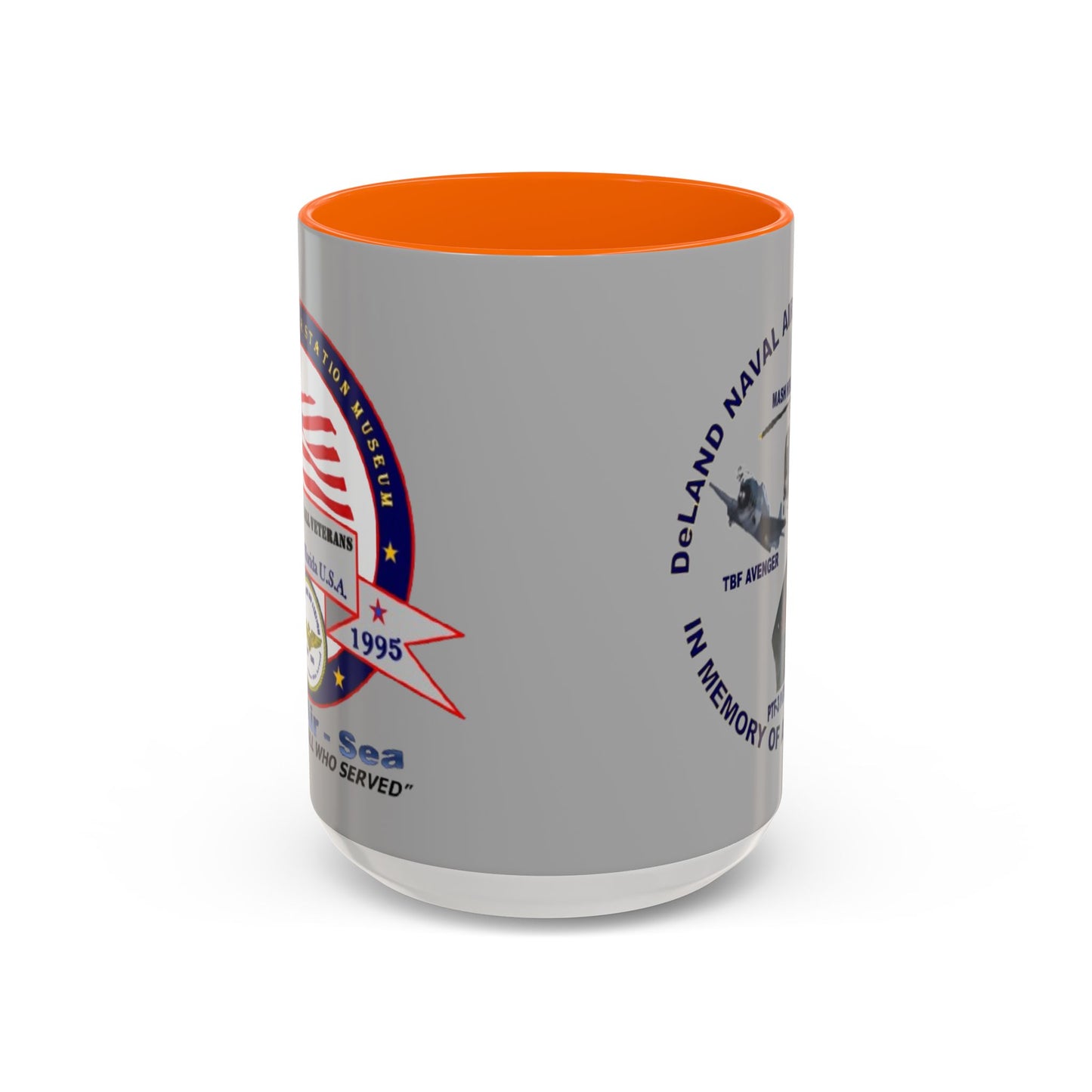 DNASM 2-sided, Founding & Student Art Light Grey Accent Mug by theGreenDragonTavern.shop