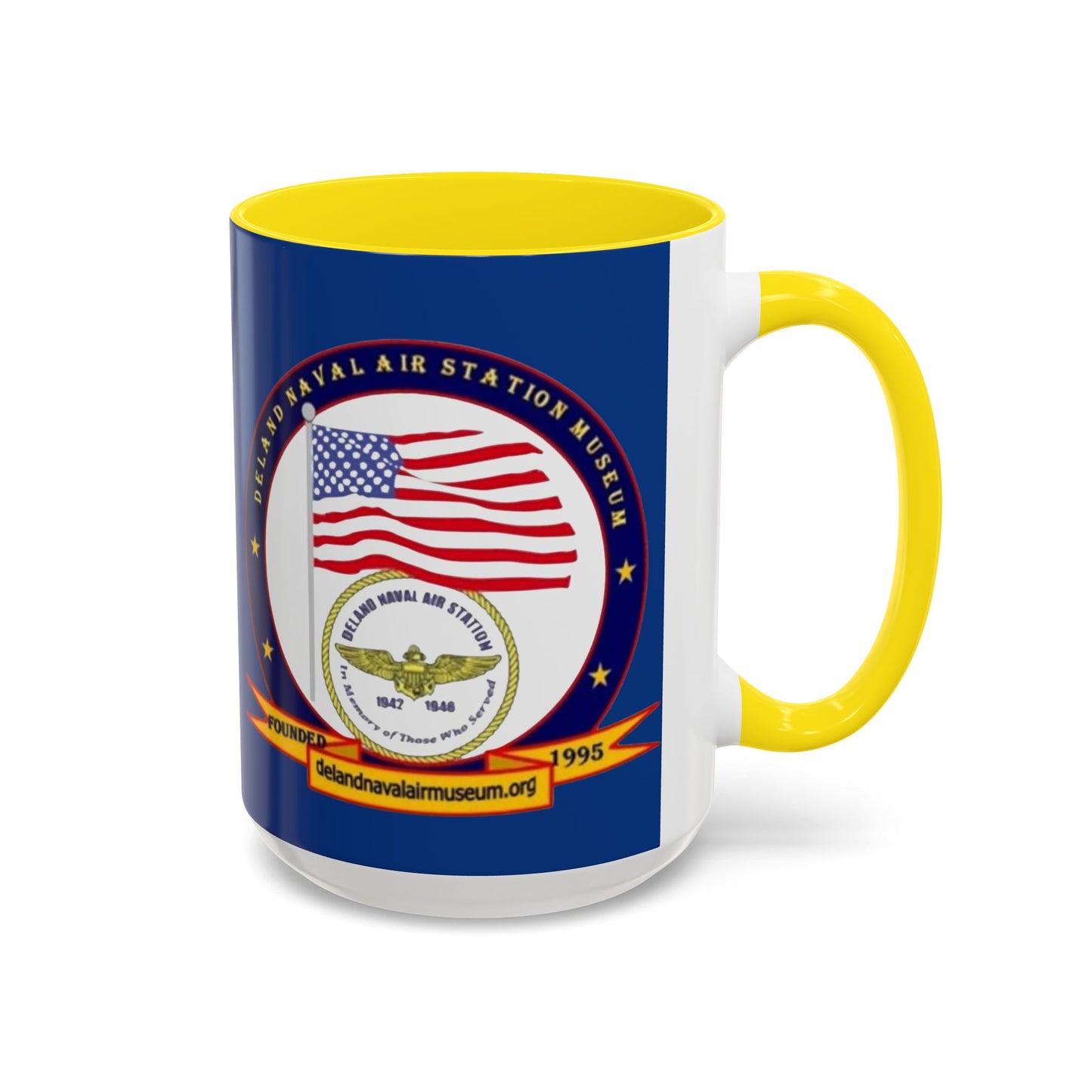 DeLand Naval Air Station Museum Blue Accent Mug by theGreenDragonTavern.shop