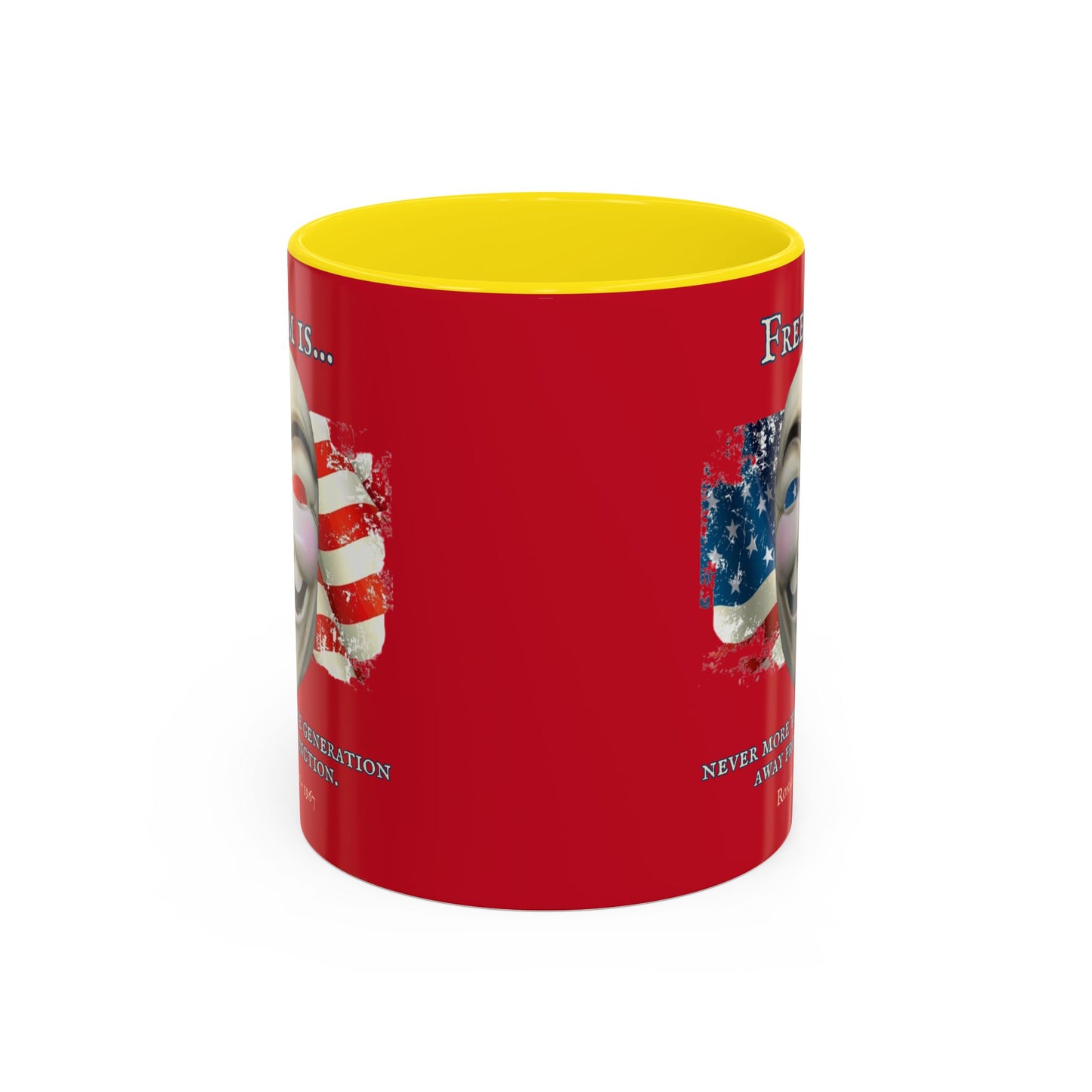 Ronald Reagan Freedom Vendetta Red Accent Mug by theGreenDragonTavern.shop