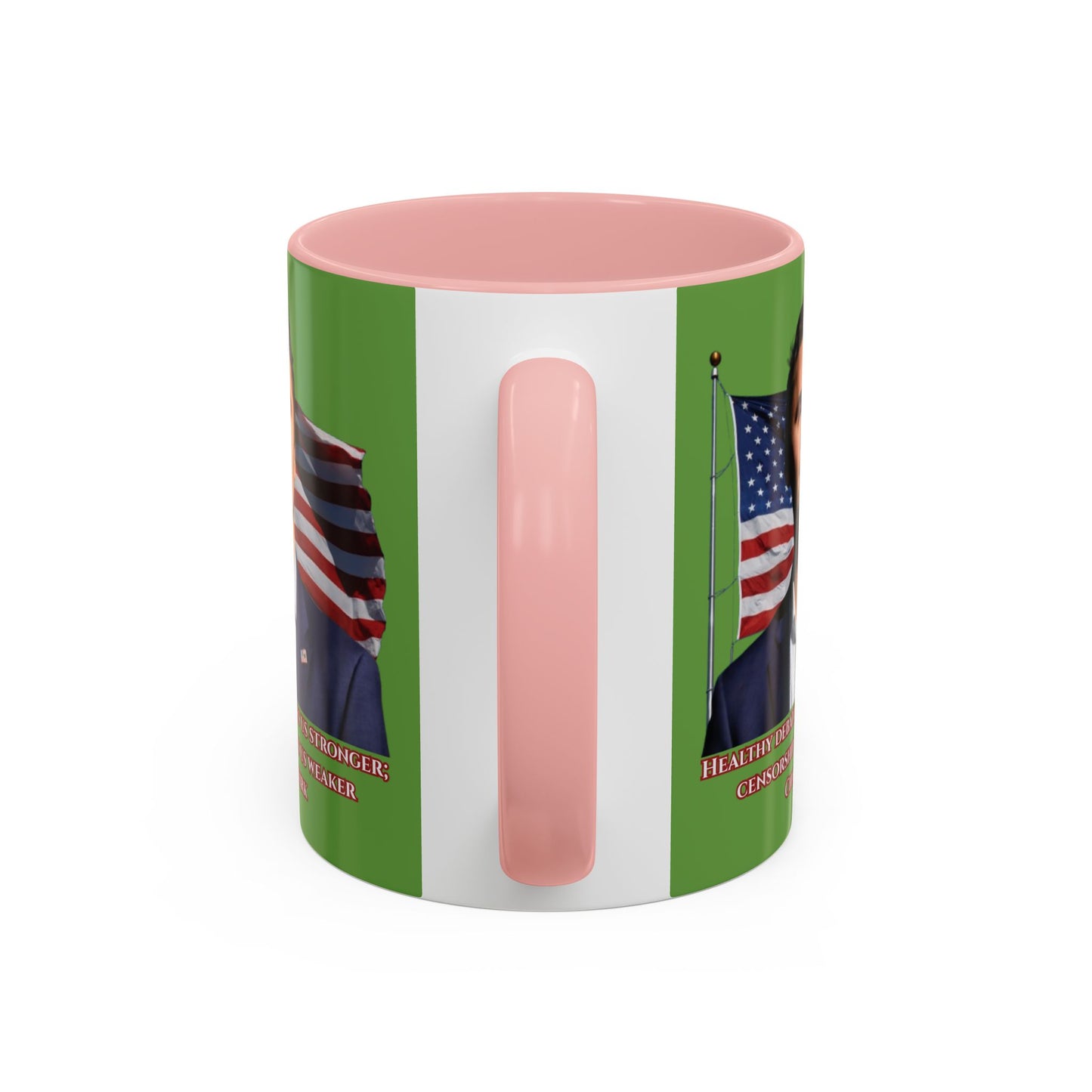 Charlie Kirk, Healthy Debate Green Accent Mug by theGreenDragonTavern.shop