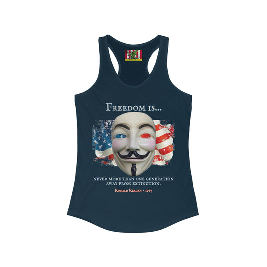 Ronald Reagan Freedom Vendetta Women's Racerback Tank Top by theGreenDragonTavern.shop