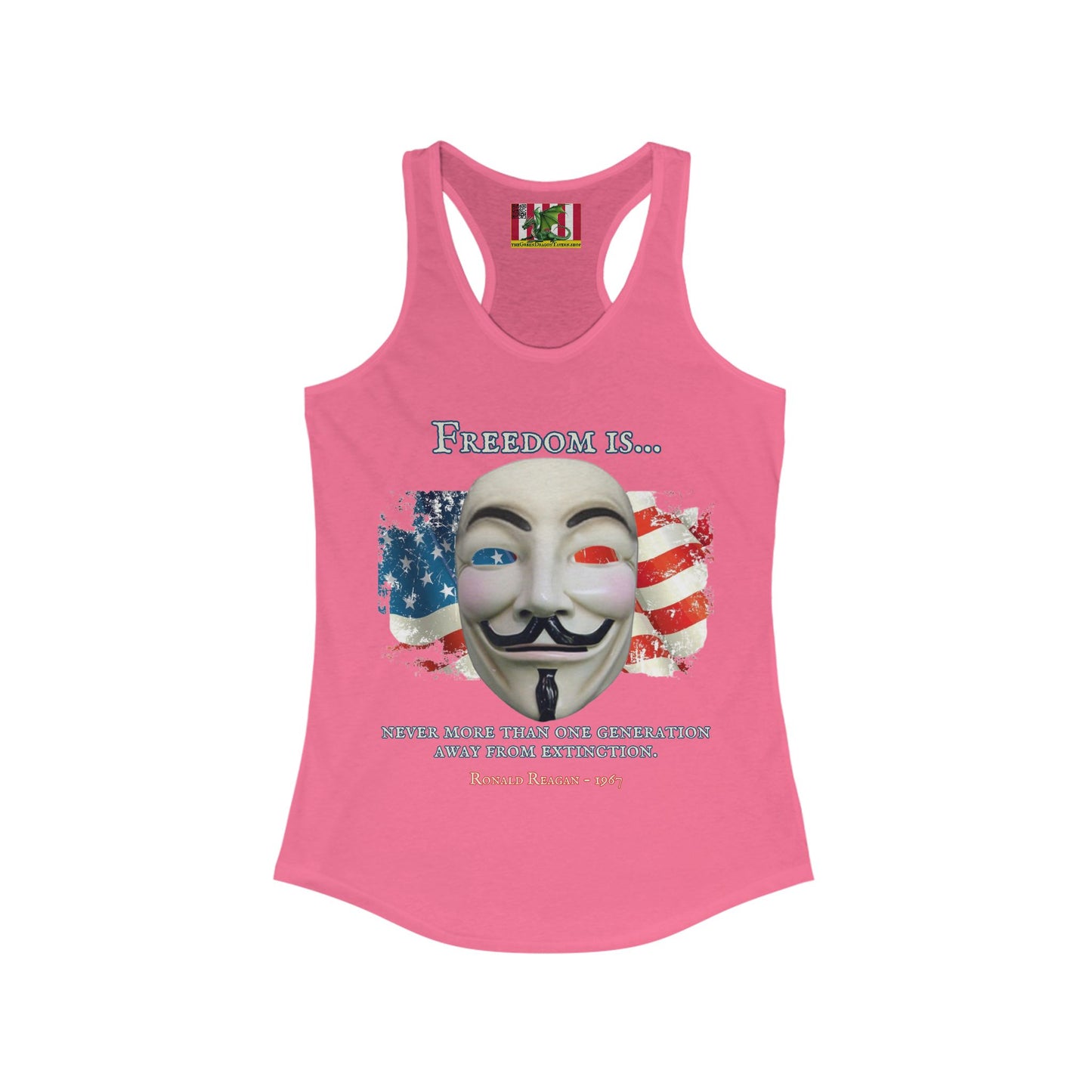Ronald Reagan Freedom Vendetta Women's Racerback Tank Top by theGreenDragonTavern.shop
