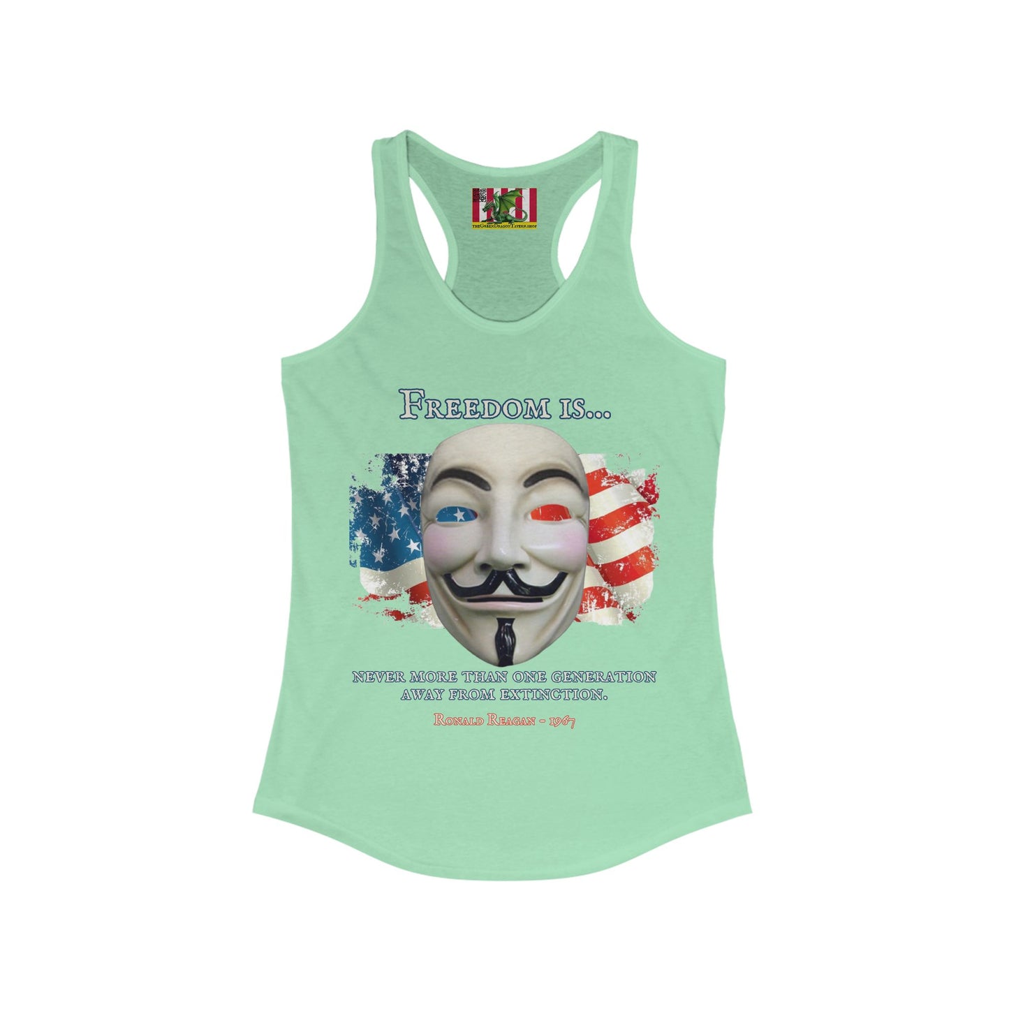 Ronald Reagan Freedom Vendetta Women's Racerback Tank Top by theGreenDragonTavern.shop
