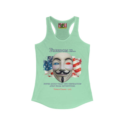 Ronald Reagan Freedom Vendetta Women's Racerback Tank Top by theGreenDragonTavern.shop