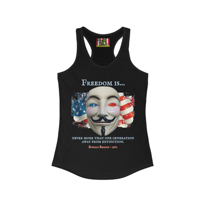 Ronald Reagan Freedom Vendetta Women's Racerback Tank Top by theGreenDragonTavern.shop