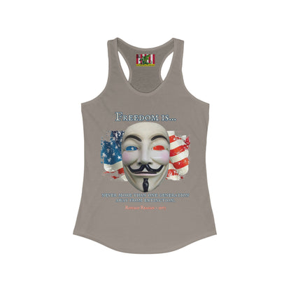 Ronald Reagan Freedom Vendetta Women's Racerback Tank Top by theGreenDragonTavern.shop