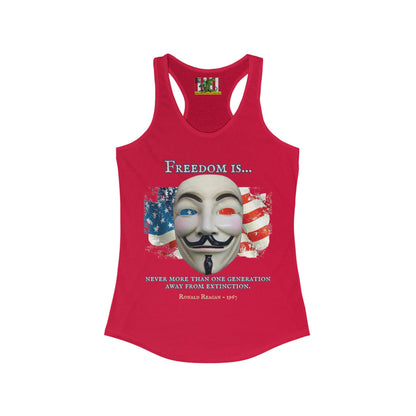 Ronald Reagan Freedom Vendetta Women's Racerback Tank Top by theGreenDragonTavern.shop