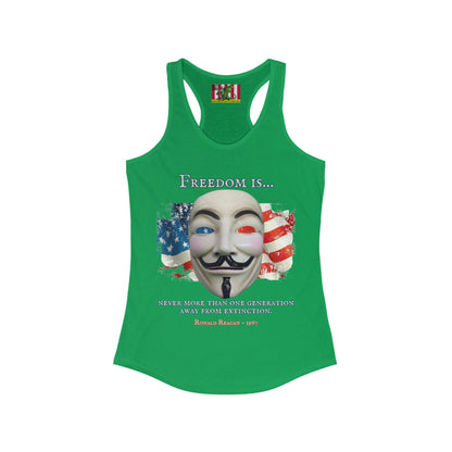Ronald Reagan Freedom Vendetta Women's Racerback Tank Top by theGreenDragonTavern.shop