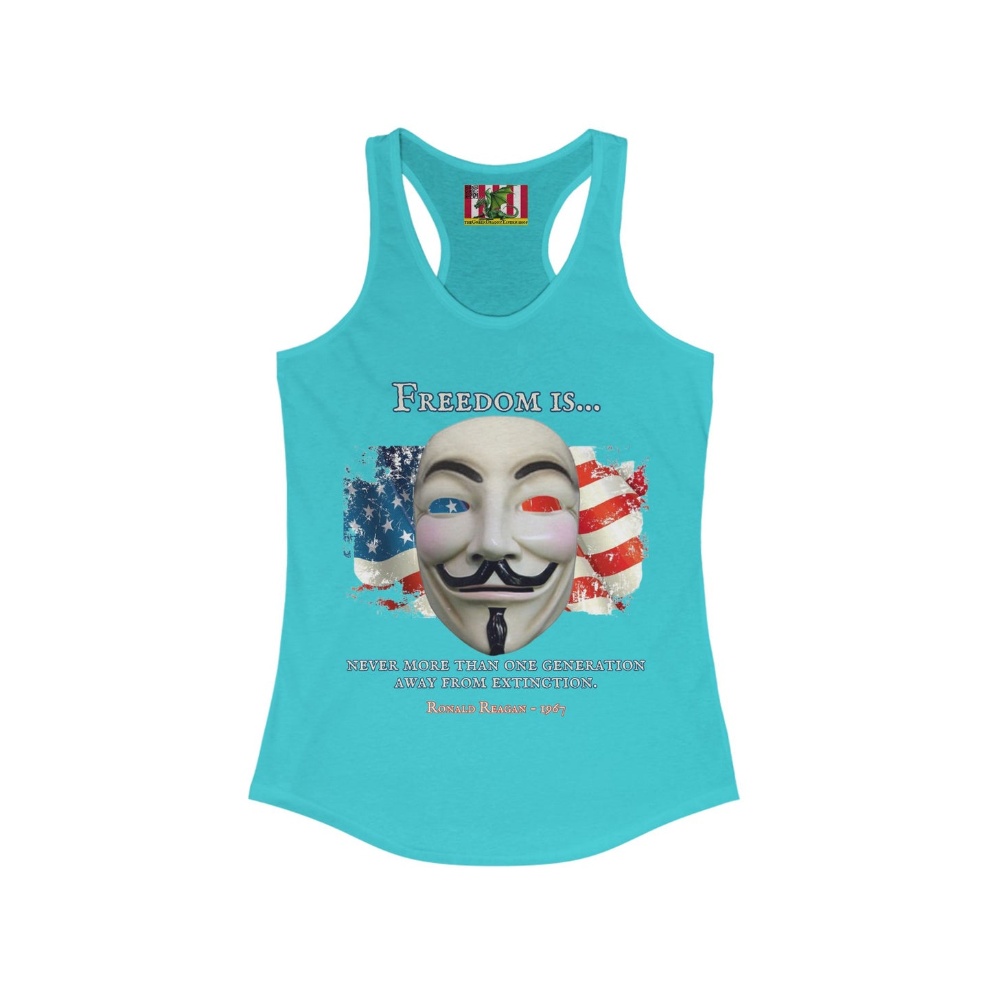 Ronald Reagan Freedom Vendetta Women's Racerback Tank Top by theGreenDragonTavern.shop