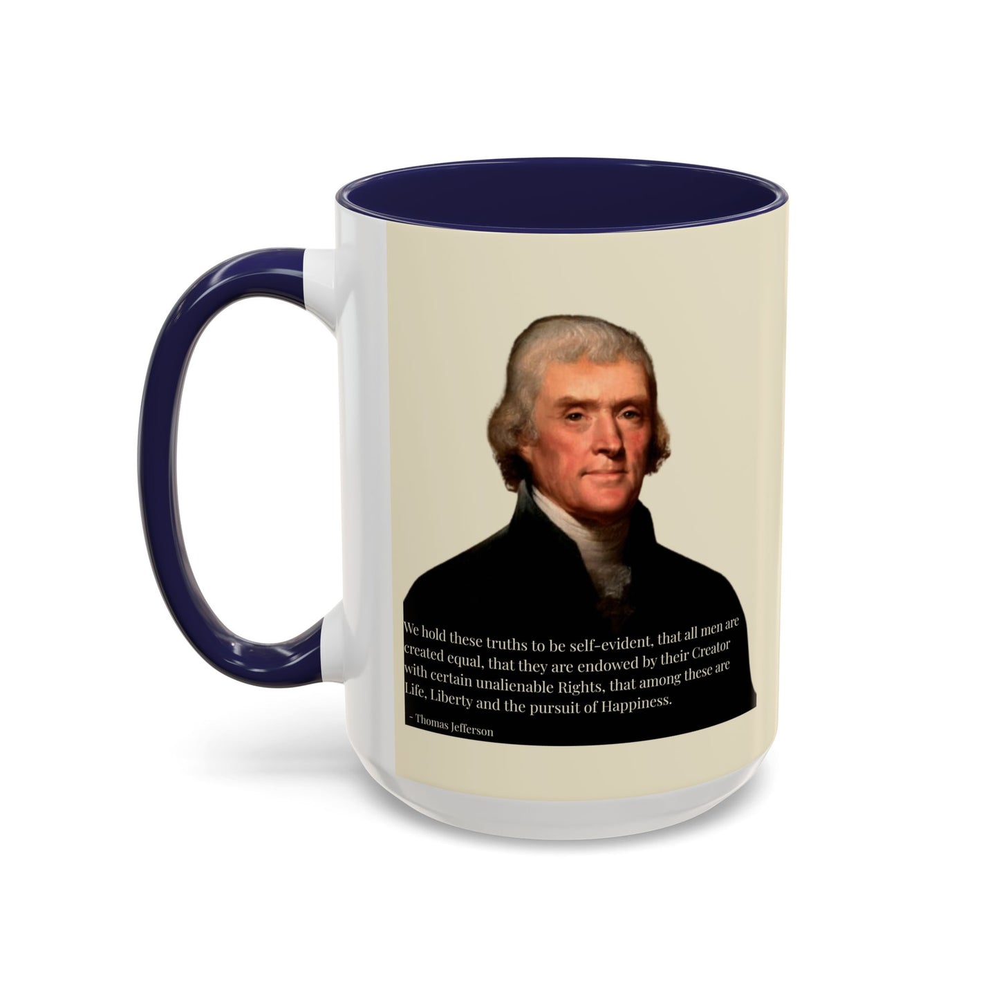 We hold these truths to be self-evident Parchment Yellow Accent Mug by theGreenDragonTavern.shop