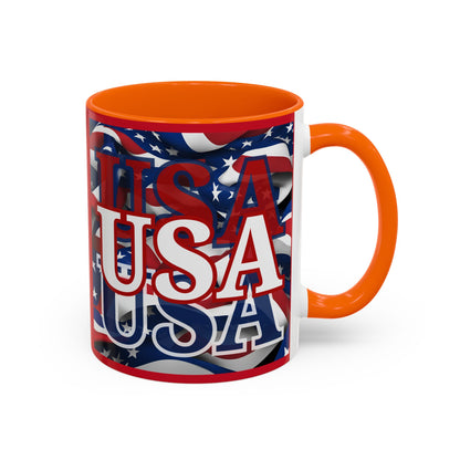 USA White font Center Patriot Red Accent Mug by theGreenDragonTavern.shop