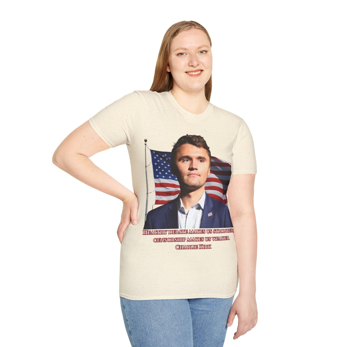 Charlie Kirk, Healthy Debate Light colors Unisex T-Shirt by theGreenDragonTavern.shop