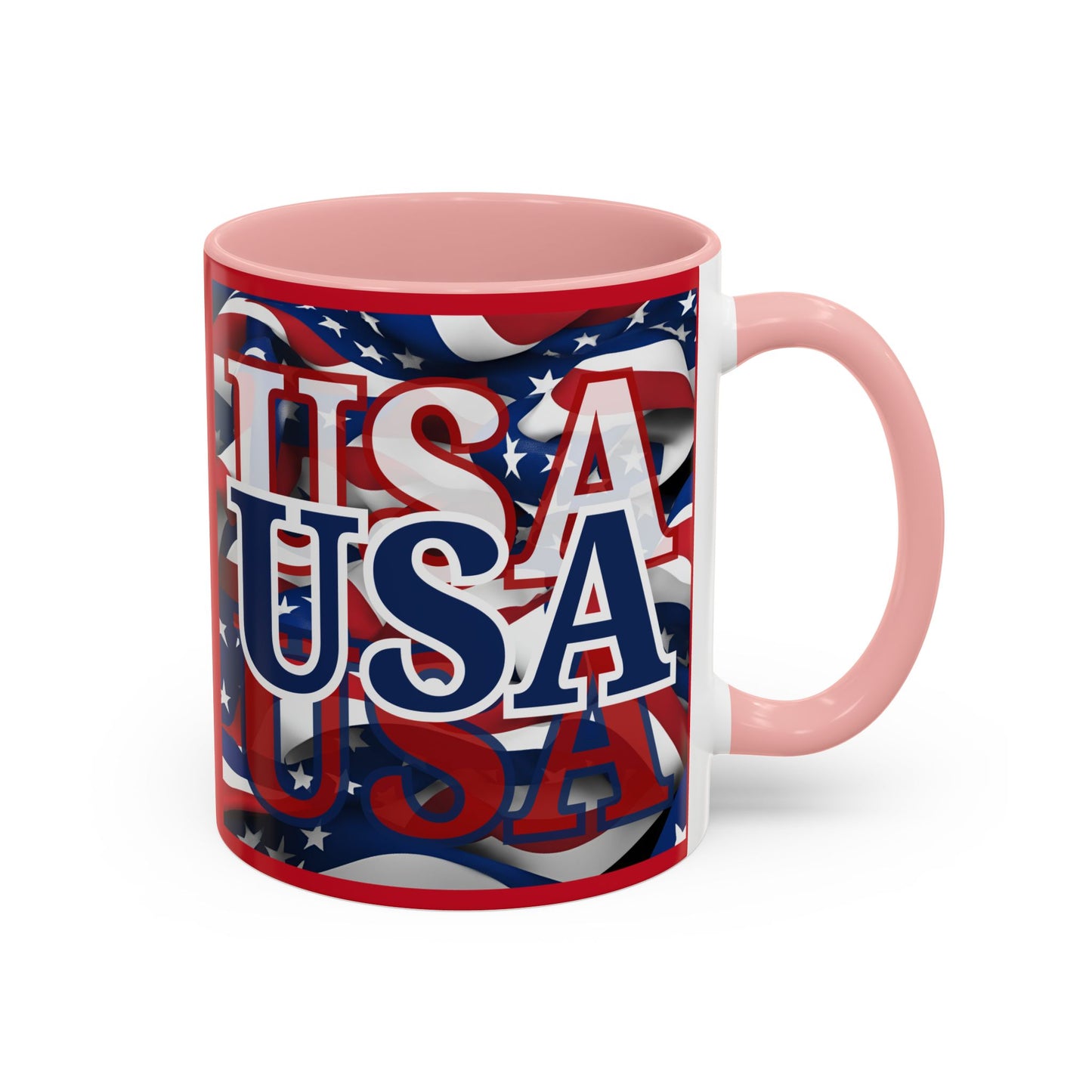 USA Blue font Center Patriot Red Accent Mug by theGreenDragonTavern.shop