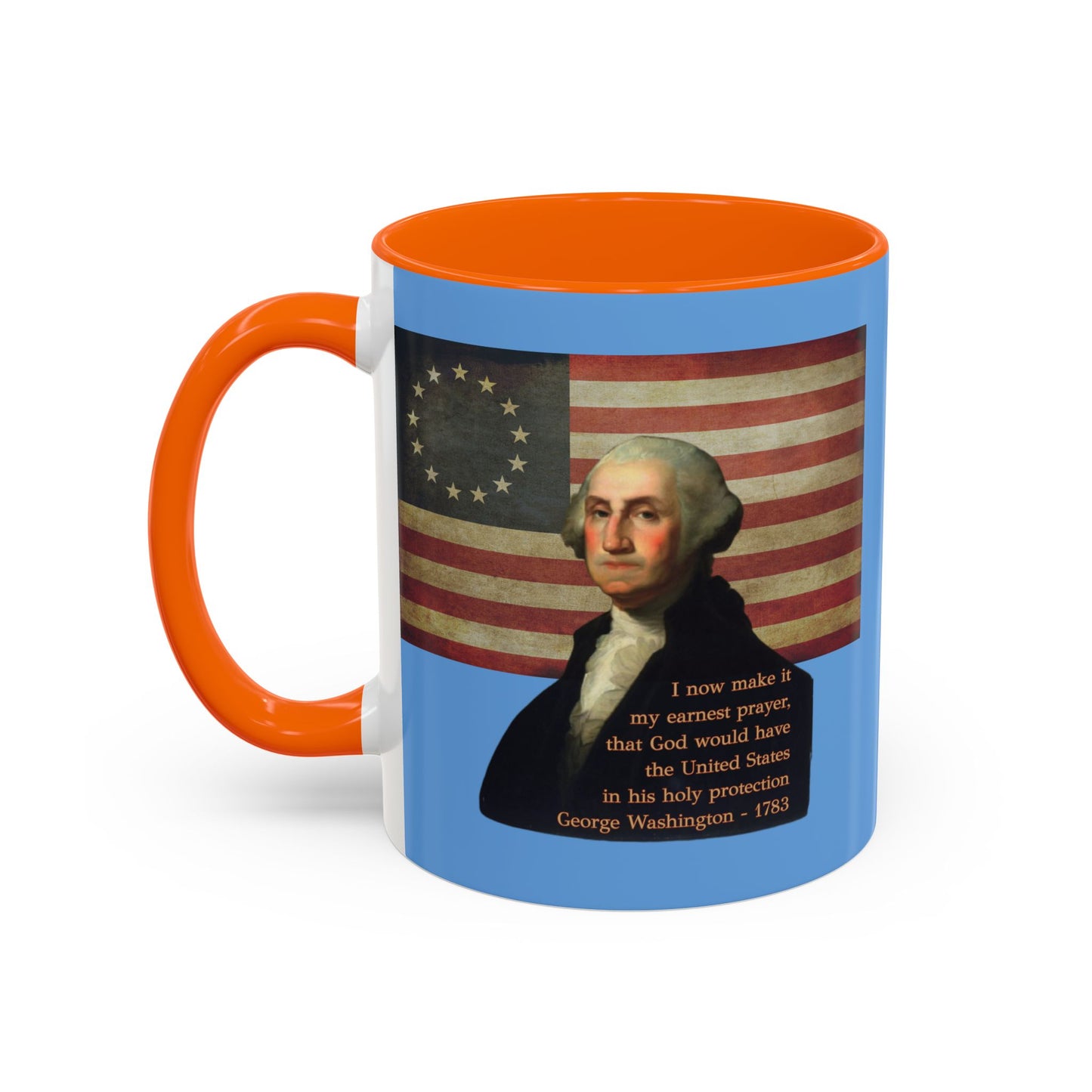 Washington's Earnest Prayer Light Blue Accent Mug by theGreenDragonTavern.shop