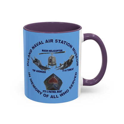 DNASM 2-sided, Founding & Student Art Light Blue Accent Mug by theGreenDragonTavern.shop