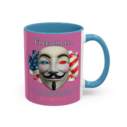 Ronald Reagan Freedom Vendetta Pink Accent Mug by theGreenDragonTavern.shop