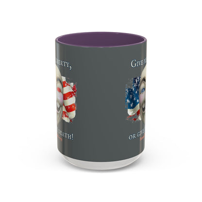 Vendetta, "Give me liberty, or give me death!" Grey Accent Mug by theGreenDragonTavern.shop