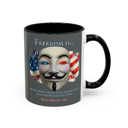 Ronald Reagan Freedom Vendetta Grey Accent Mug by theGreenDragonTavern.shop