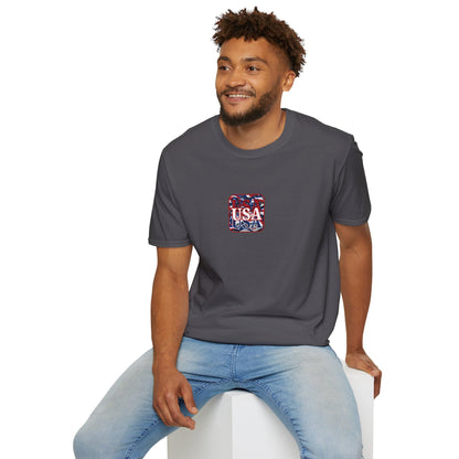 2-sided, Red WHITE and Blue USA Patriot Dark colors Unisex T-Shirt by theGreenDragonTavern.shop