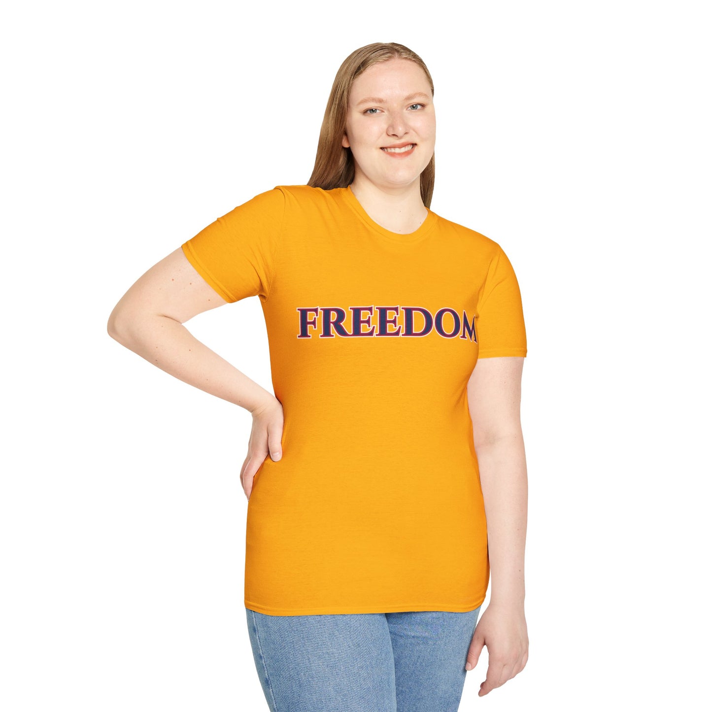 Freedom, Blue font, Light colors Unisex T-Shirt by theGreenDragonTavern.shop