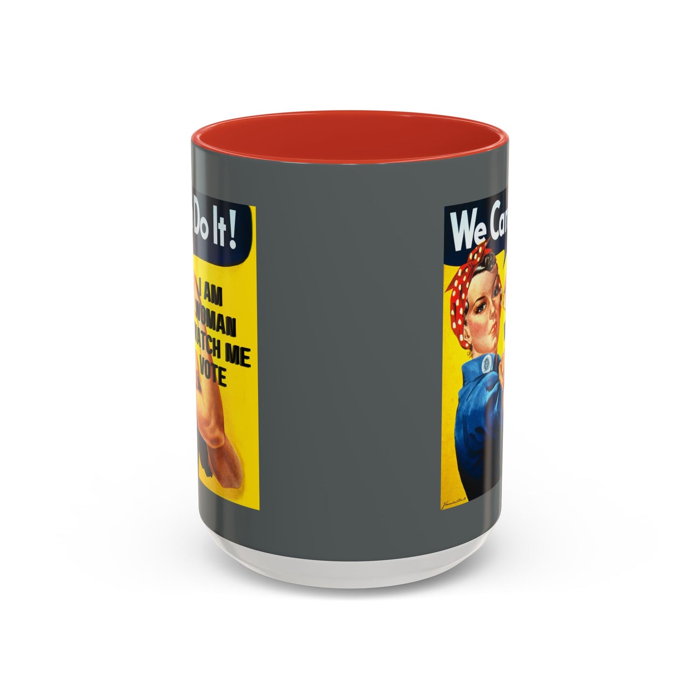 I Am Woman Watch Me Vote Rosie Grey Accent Mug by theGreenDragonTavern.shop