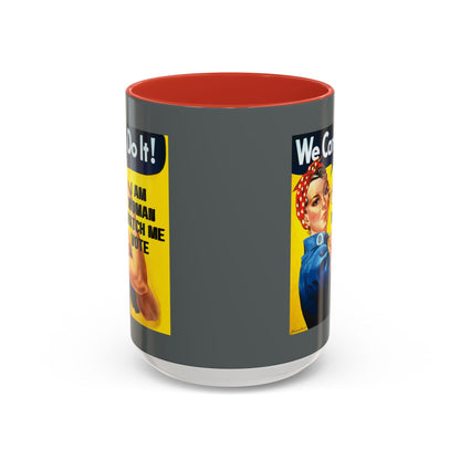 I Am Woman Watch Me Vote Rosie Grey Accent Mug by theGreenDragonTavern.shop