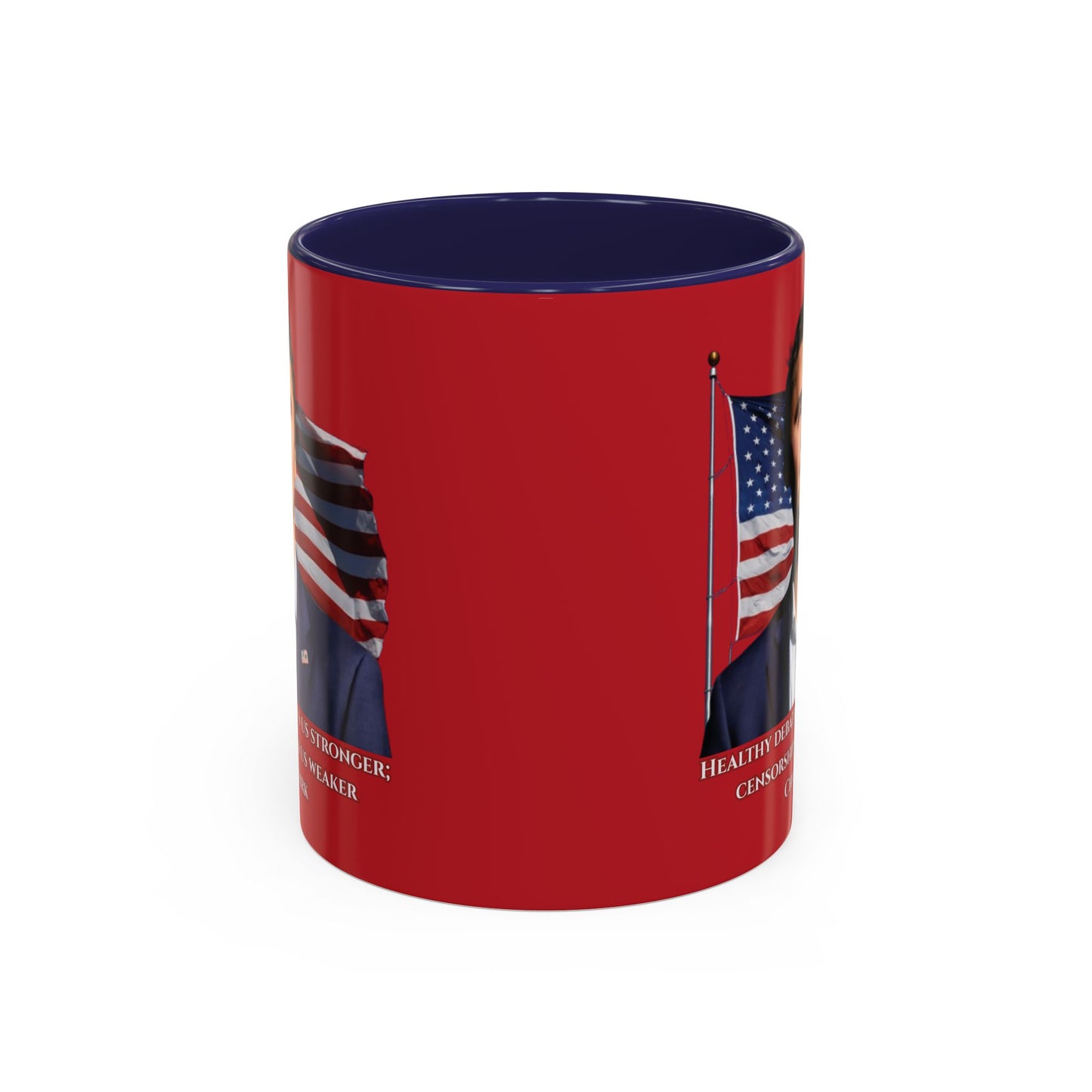 Charlie Kirk, Healthy Debate Red Accent Mug by theGreenDragonTavern.shop