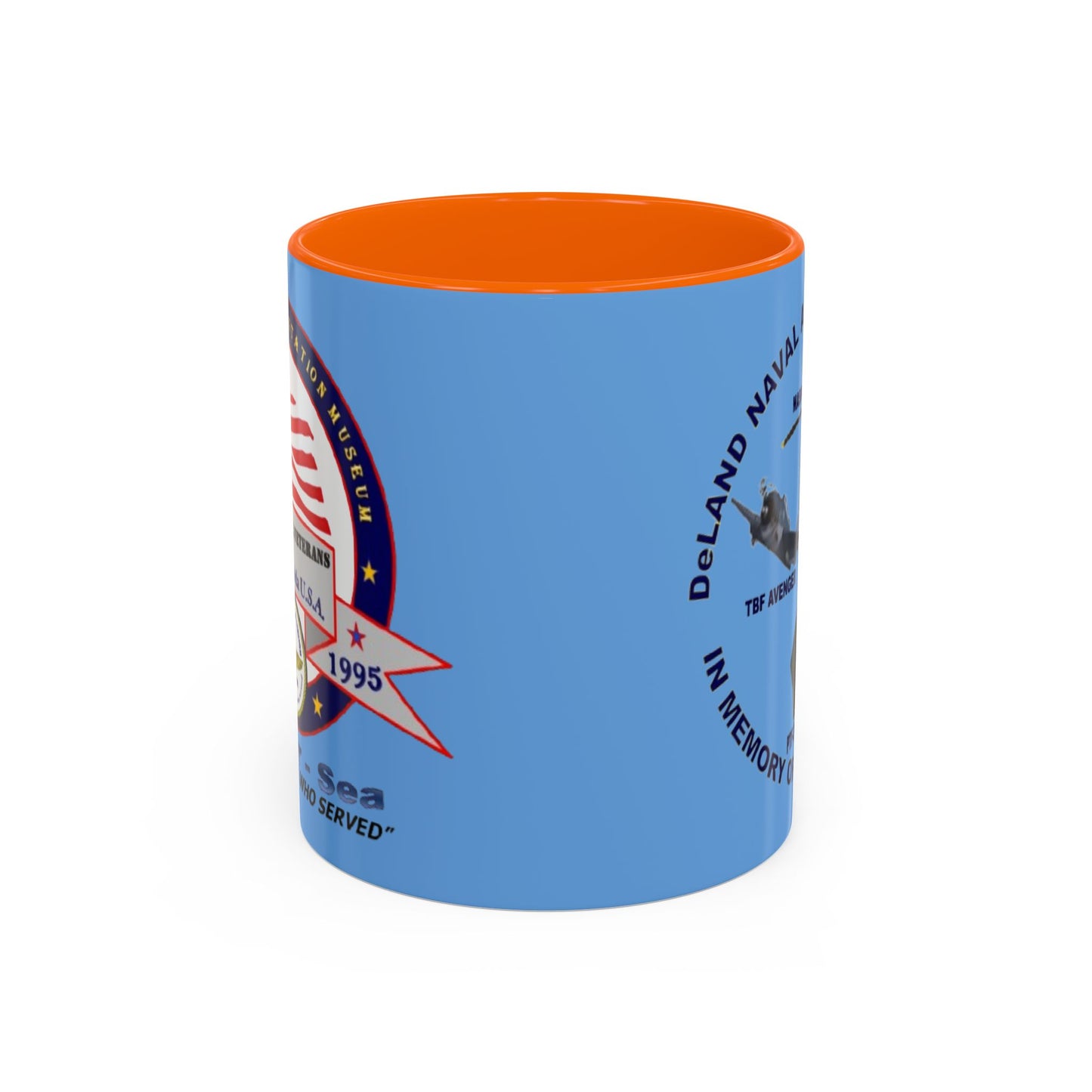 DNASM 2-sided, Founding & Student Art Light Blue Accent Mug by theGreenDragonTavern.shop