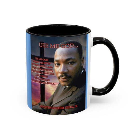 Use Me God, MLK Jr Blue Accent Mug by theGreenDragonTavern.shop