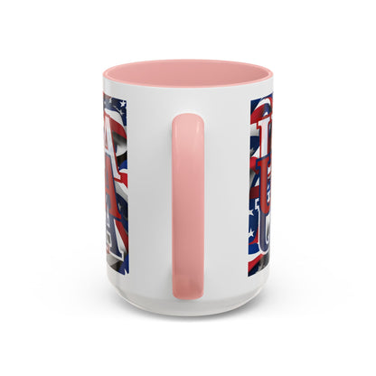 USA Red font Center Patriot White Accent Mug by theGreenDragonTavern.shop
